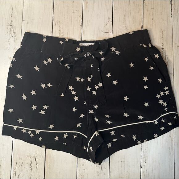 Equipment Lillian Silk Short Pajamas black + cream stars size XS Long Sleeve - Picture 6 of 13